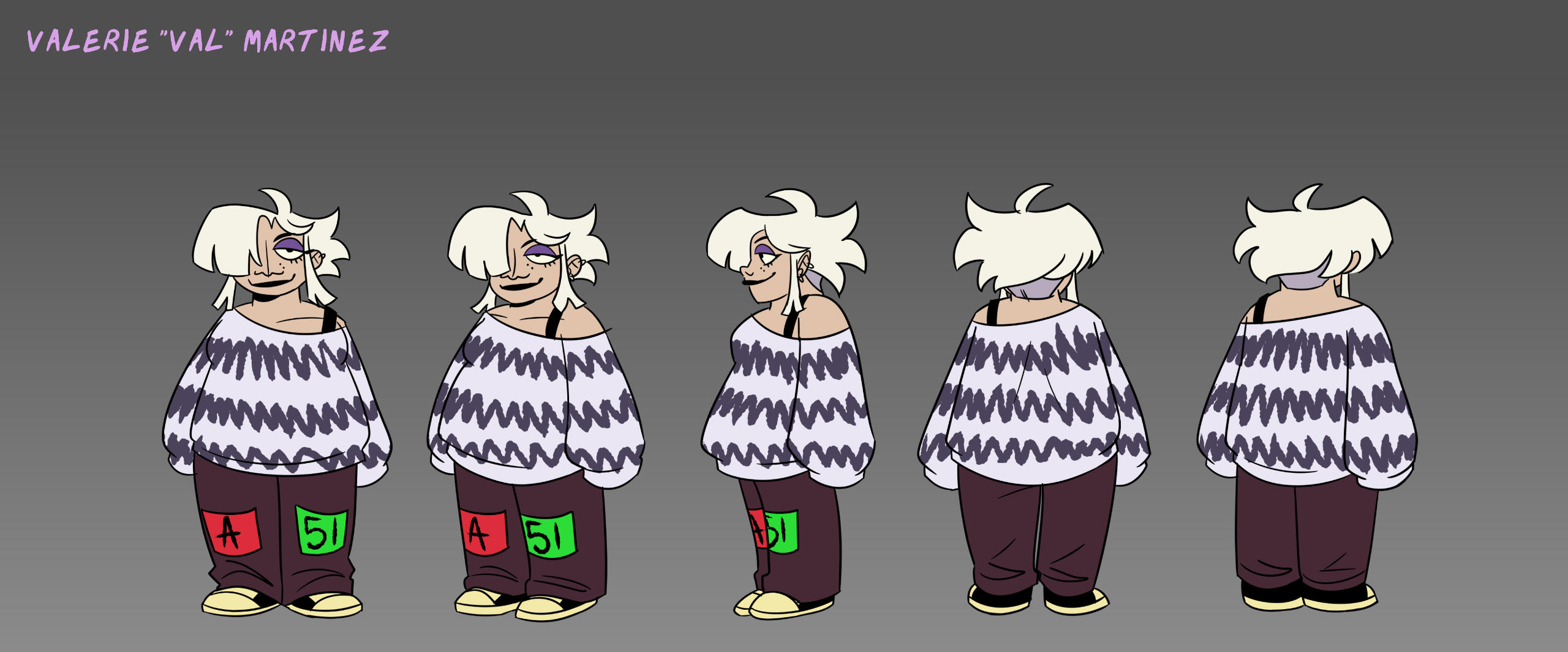 'Bottlecap' Character Turnarounds - Val Martinez (2023)